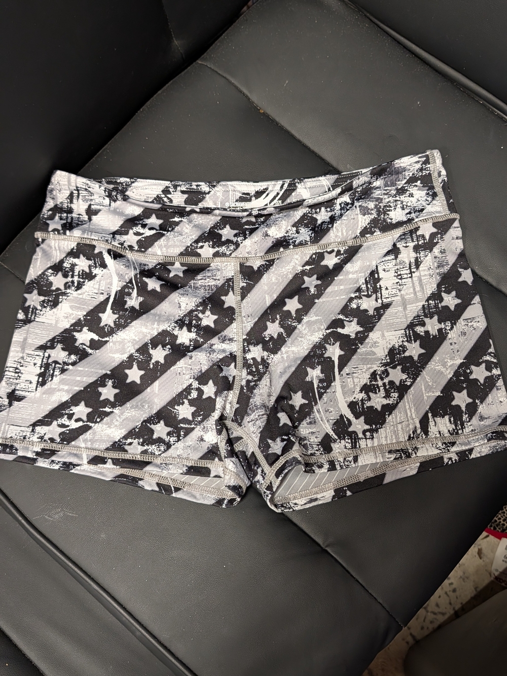 Women’s Black & White Star-Print Athletic Shorts